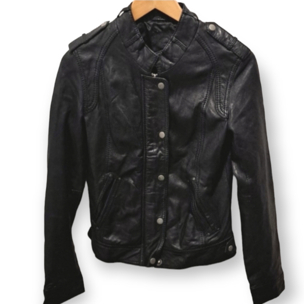 S Real Leather Moyor/ Racer Jacket